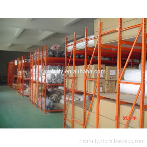 SPECIAL 6 upright columns Steel Shelves in D2000mm with wooden board used for stock or display long fabric rolls